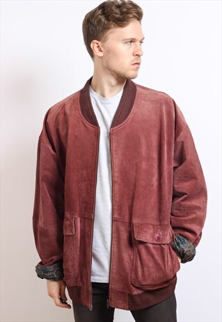 VINTAGE OVERSIZED SUEDE BOMBER JACKET