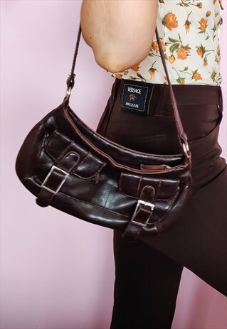 VINTAGE BROWN BAGETTE SHOULDER BAG