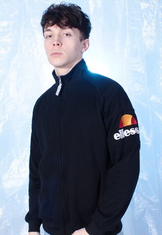 VINTAGE ELLESSE BLACK AND RED EMBROIDERED SWEATSHIRT