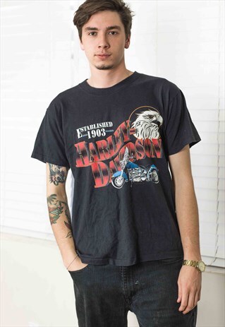 VINTAGE HARLEY DAVIDSON T-SHIRT LOGO 90S L 8