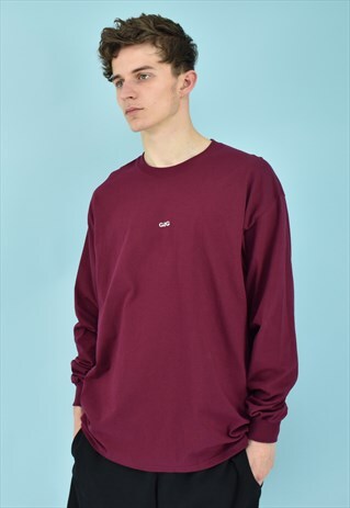G&G UNISEX BURGUNDY L/S CUFFED SIMPLE EM TEE