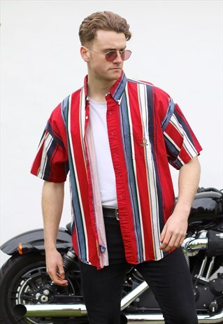 RALPH LAUREN CHAPS RETRO REGATTA STRIPED SHORT SLEEVE SHIRT