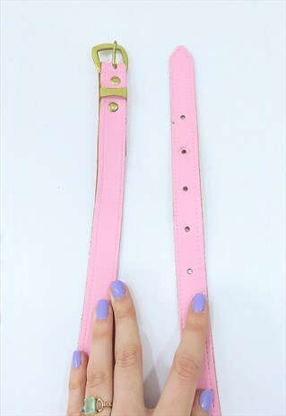 90S VINTAGE PINK LEATHER BELT (SIZE M-L)