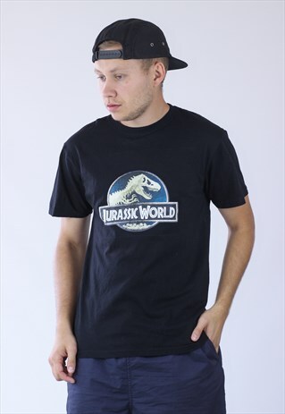 VINTAGE MENS JURASSIC PARK WORLD BIG LOGO T-SHIRT