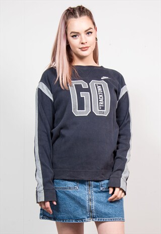 VINTAGE 90'S DARK BLUE NIKE LONG SLEEVE T-SHIRT SWEATER