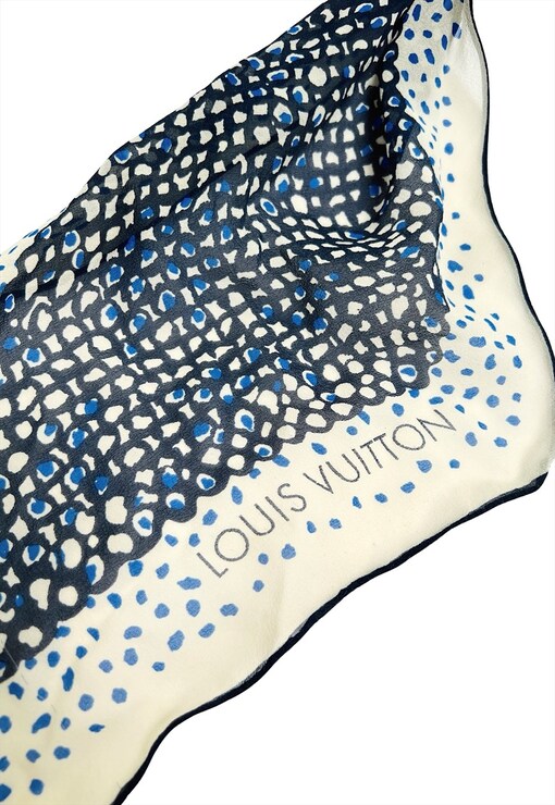 Louis Vuitton Blue Leopard Print Silk Bandeau Scarf Louis Vuitton