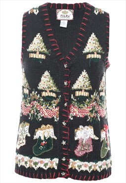 Vintage Beyond Retro Embroidered Christmas Vest - S
