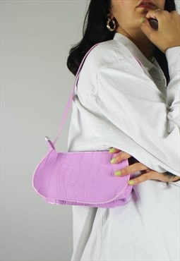 Y2K Oversized Shoulder Bag / Clutch Bag in Croc Effect