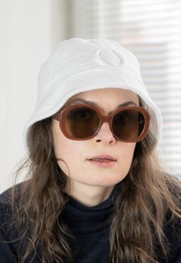 Vintage 70's Rare White Cotton Bucket Hat