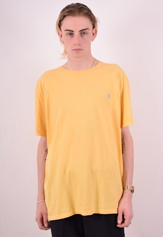 POLO RALPH LAUREN MENS VINTAGE T-SHIRT TOP XL YELLOW 90S