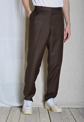 Vintage 90s Brown Minimalist Formal Mens Pants