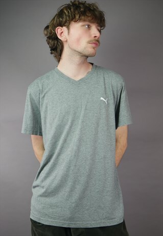VINTAGE PUMA T-SHIRT IN GREY WITH LOGO