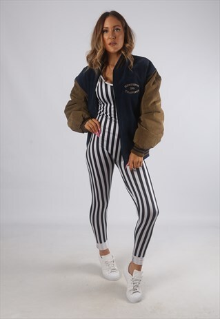 VINTAGE VARSITY SUEDE BOMBER JACKET OVERSIZED UK 16 (72K)