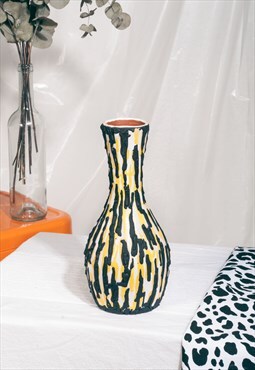 Vintage ceramic vase 60s mod hand-painted art mug