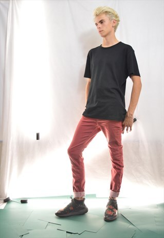 DENIM RED SLIM VINTAGE TROUSERS
