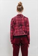 VINTAGE 70S CHIC ROSE BUTTON UP NECK BOW PULLOVER WOMEN M