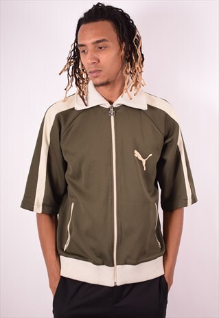 PUMA MENS VINTAGE TRACKSUIT TOP JACKET XL KHAKI 90S