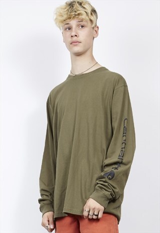 VINTAGE 90'S CARHARTT KHAKI LONG-SLEEVE T-SHIRT