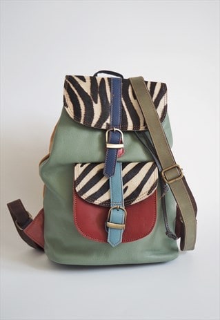 Nephele Sustainable Leather Animal Print Backpack Rucksack