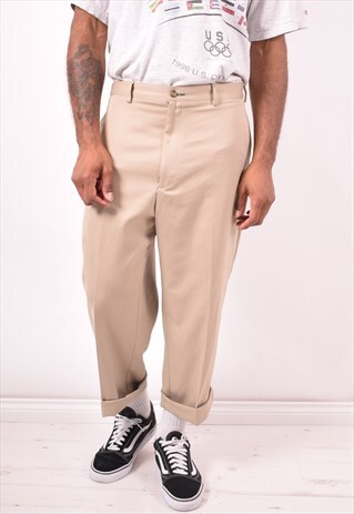TOMMY HILFIGER MENS VINTAGE TROUSERS W38 L28 BEIGE 90S