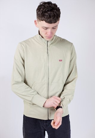 VINTAGE LEVI'S BEIGE ZIP UP 90'S SWEATSHIRT