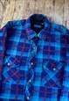 VINTAGE FLANNEL CHECKED NAVY SHIRT