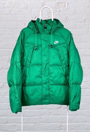 VINTAGE NIKE GREEN PUFFER JACKET MEDIUM