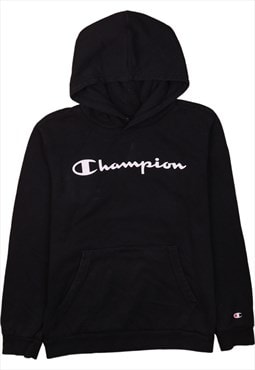 Vintage 90's Champion Hoodie Pullover Spellout Black XLarge