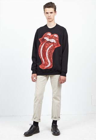 VINTAGE BLACK RED JERZEES CREW NECK PULLOVER SWEATSHIRT