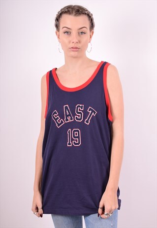 CHAMPION WOMENS VINTAGE VEST TOP XL BLUE 90'S