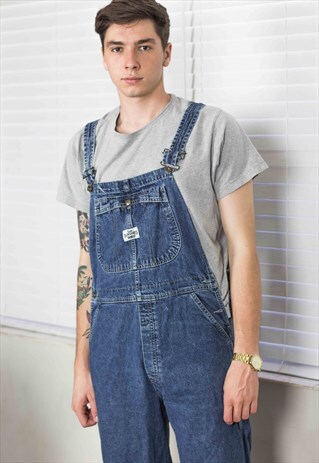 VINTAGE LEE OVERALL DUNGARESS DENIM LOGO 90S M 33.2