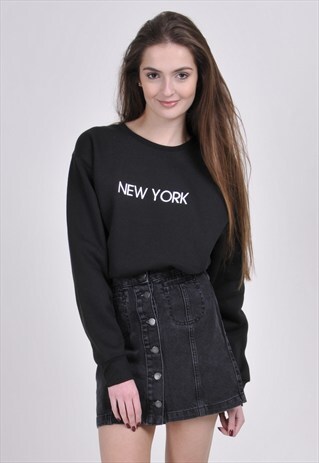 BLACK NEW YORK SWEATSHIRT - EMBROIDERED