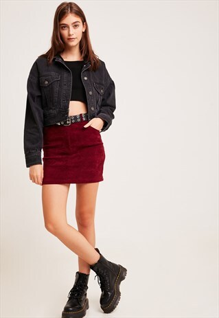 SUBDUED STONE RED SUEDE A-LINE SKIRT