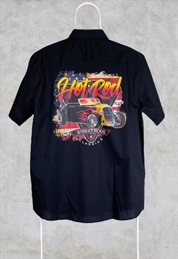 Vintage Racing Nascar Black Shirt Graphic Large