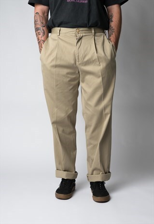 VINTAGE NAUTICA BEIGE CHINO TROUSERS 34W 32L