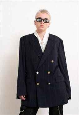 Vintage Burberrys Wool Blazer Jacket Oversized Check 90s