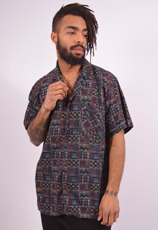 YVES SAINT LAURENT MENS VINTAGE SHIRT LARGE MULTI 90S