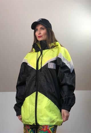 GERMANY NEON WINDBREAKER HOODIE JACKET FRESH VINTAGE 90S