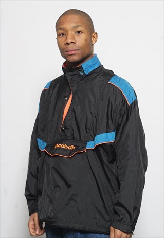 VINTAGE REEBOK LOGO WINDBREAKER JACKET BLACK