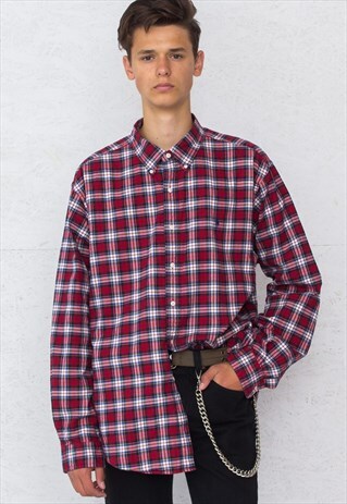 VINTAGE RED RALPH LAUREN LONG SLEEVE CHECKED SHIRT