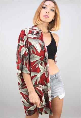 VINTAGE OVERSIZED SHORT SLEEVE HAWAIIAN PATTERNED SHIRT