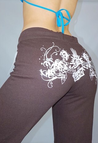 DEADSTOCK TATTOO PRINT JOGGERS / LOW RISE FLARES / 00S Y2K
