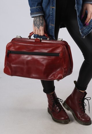 VINTAGE 80'S HOLDALL LEATHER MEDICAL BRIEFCASE BAG (GA4E)