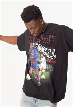 Jay-Jay Okocha Football Unisex Tee T-Shirt in Black