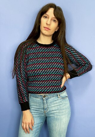 VINTAGE 80'S PATTERNED LONG SLEEVE JUMPER