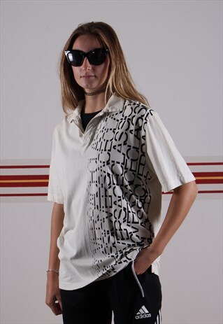 WHITE VERSACE CLASSIC COLLARED T-SHIRT