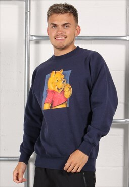 Vintage Disney Sweatshirt in Navy Winnie The Pooh Medium
