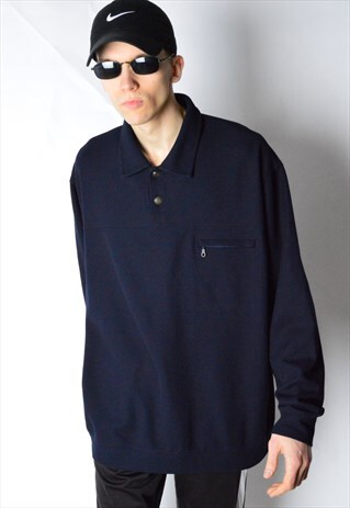 VINTAGE 90S NAVY BLUE MINIMALIST SHIRT