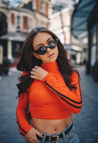 BLACK THIN CAT EYE SUNGLASSES '"CAMILLA"
