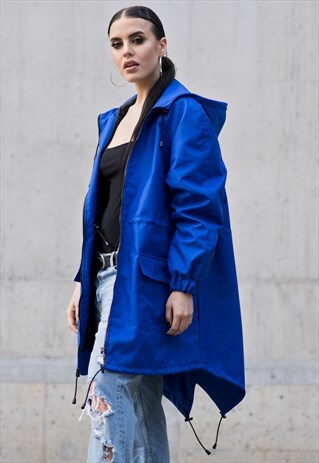 WINDBREAKER PARKA COAT IN INDIGO ROYAL BLUE